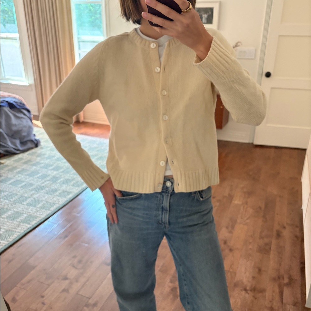 Bloomingdale’s Cream Cardigan Sweater - Picture 1 of 4